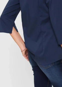 bonprix Blusen & Tuniken|Bekleidung·Jacken & Mäntel^Bluse mit Stehkragen dunkelblau