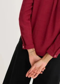 bonprix Bekleidung·Jacken & Mäntel|Blusen & Tuniken^Bluse mit Wickel-Detail aus strukturiertem Material pflaumenrot