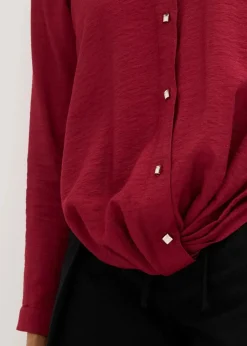 bonprix Bekleidung·Jacken & Mäntel|Blusen & Tuniken^Bluse mit Wickel-Detail aus strukturiertem Material pflaumenrot