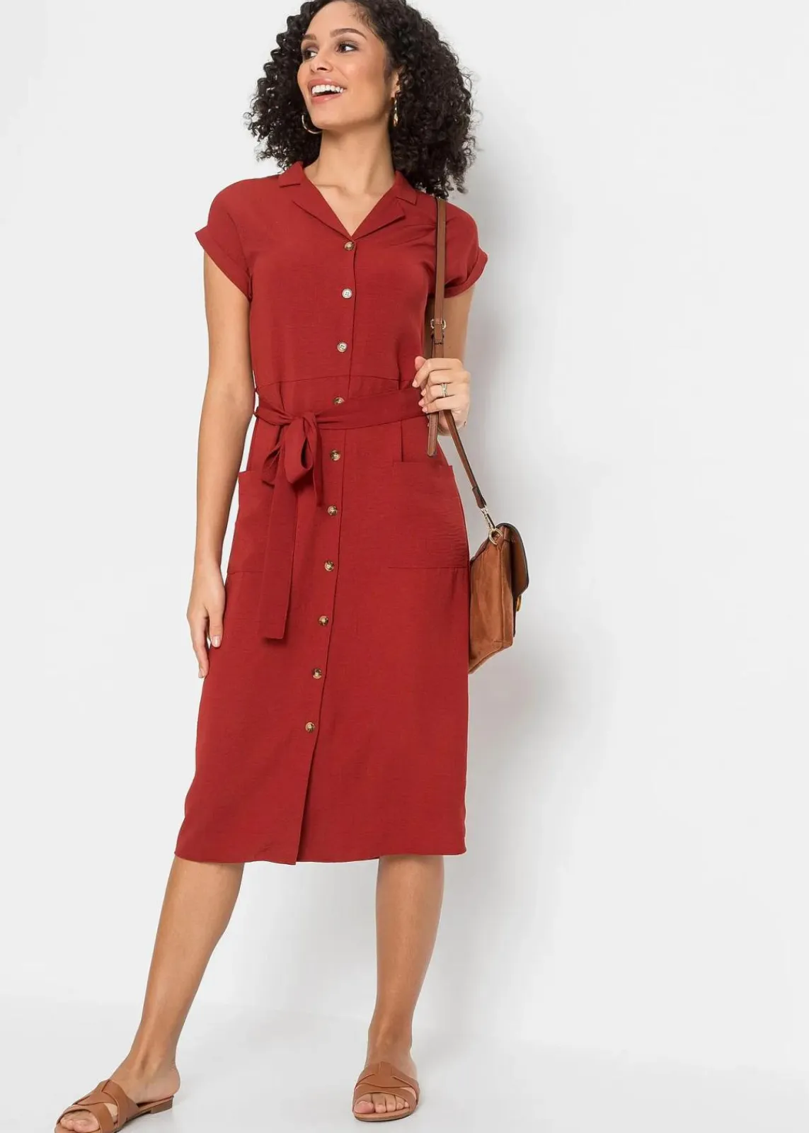 bonprix Bekleidung·Pullover & Strickjacken|Kleider^Blusenkleid rostrot