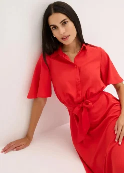 bonprix Bekleidung·Pullover & Strickjacken|Kleider^Blusenkleid erdbeere