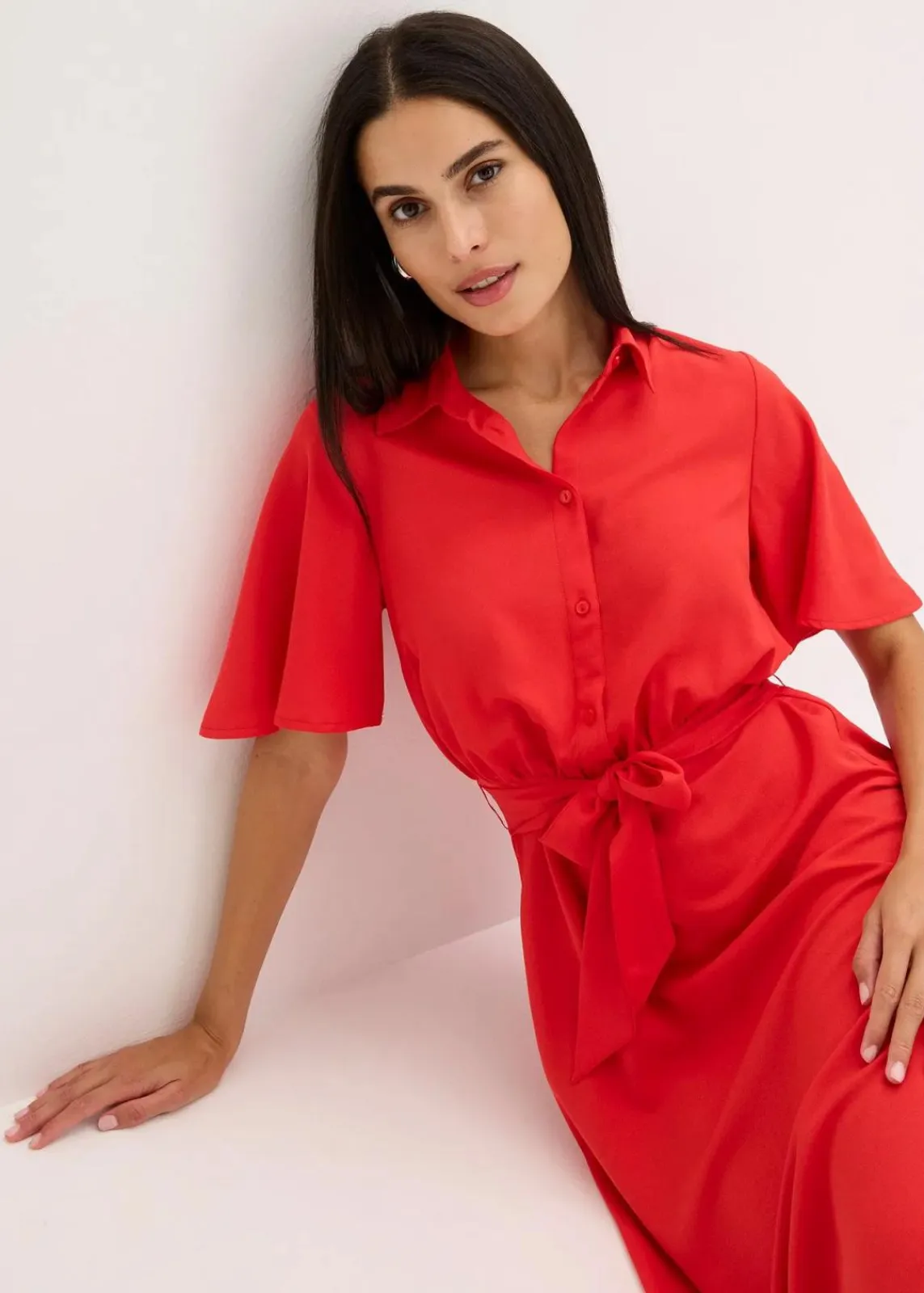 bonprix Bekleidung·Pullover & Strickjacken|Kleider^Blusenkleid erdbeere