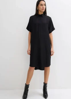bonprix Kleider|Bekleidung·Pullover & Strickjacken^Blusenkleid aus feiner Viskose schwarz