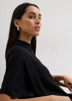 bonprix Kleider|Bekleidung·Pullover & Strickjacken^Blusenkleid aus feiner Viskose schwarz