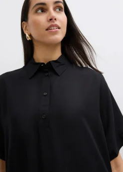 bonprix Kleider|Bekleidung·Pullover & Strickjacken^Blusenkleid aus feiner Viskose schwarz