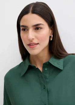 bonprix Bekleidung·Pullover & Strickjacken|Kleider^Blusenkleid aus feiner Viskose schattengrün
