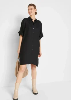 bonprix Bekleidung·Pullover & Strickjacken|Nachhaltigere Materialien^Blusenkleid aus feiner Viskose schwarz