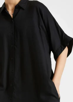 bonprix Bekleidung·Pullover & Strickjacken|Nachhaltigere Materialien^Blusenkleid aus feiner Viskose schwarz