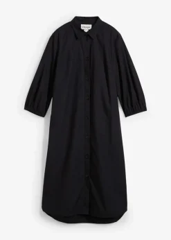 bonprix Bekleidung·Pullover & Strickjacken|Kleider^Blusenkleid aus leichter Baumwolle schwarz