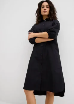 bonprix Bekleidung·Pullover & Strickjacken|Kleider^Blusenkleid aus leichter Baumwolle schwarz