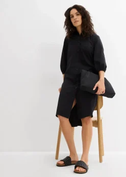 bonprix Bekleidung·Pullover & Strickjacken|Kleider^Blusenkleid aus leichter Baumwolle schwarz