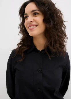 bonprix Bekleidung·Pullover & Strickjacken|Kleider^Blusenkleid aus leichter Baumwolle schwarz