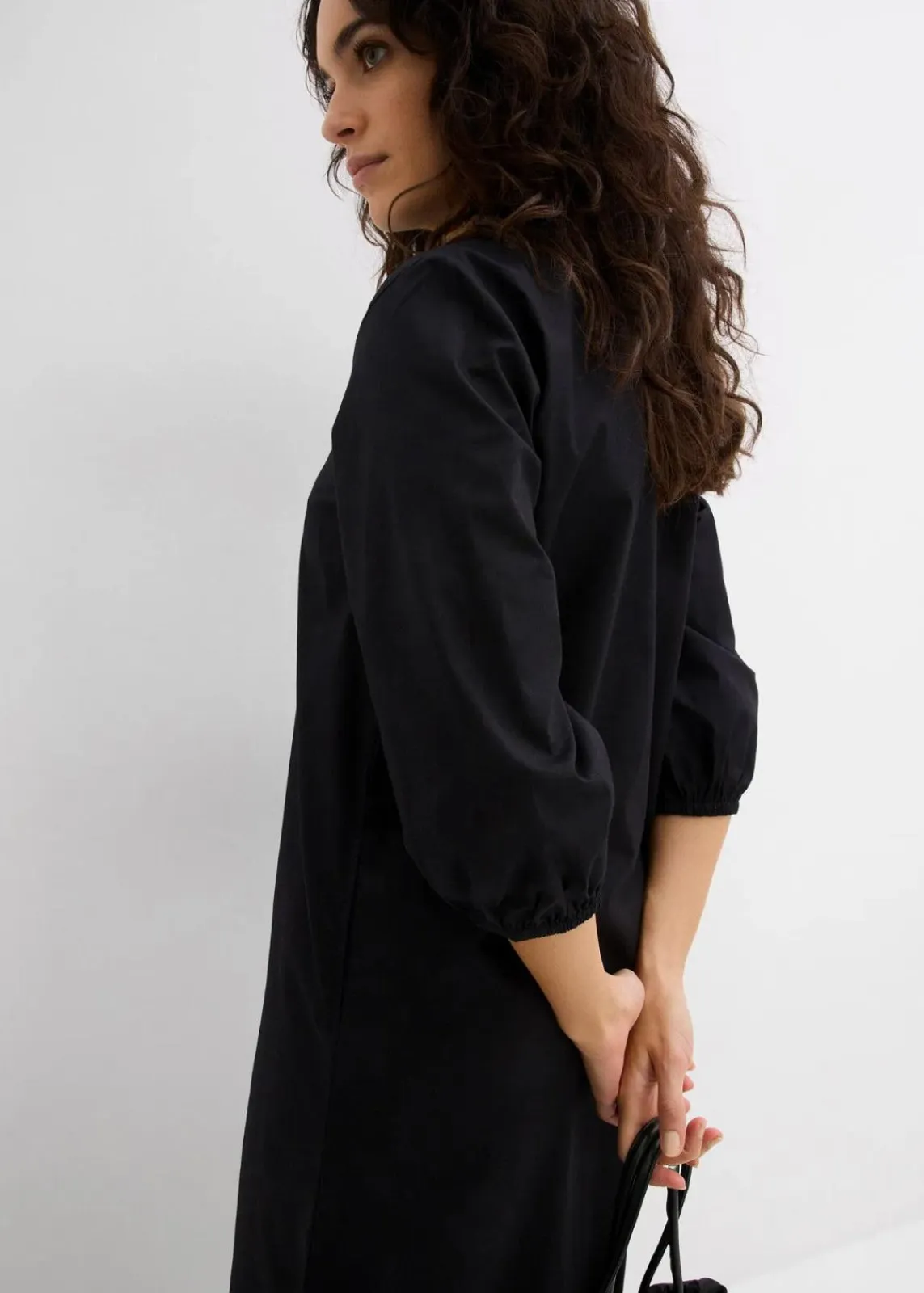bonprix Bekleidung·Pullover & Strickjacken|Kleider^Blusenkleid aus leichter Baumwolle schwarz