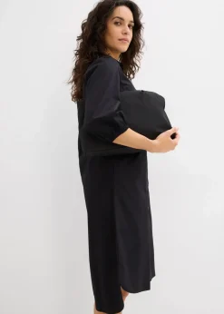 bonprix Bekleidung·Pullover & Strickjacken|Kleider^Blusenkleid aus leichter Baumwolle schwarz