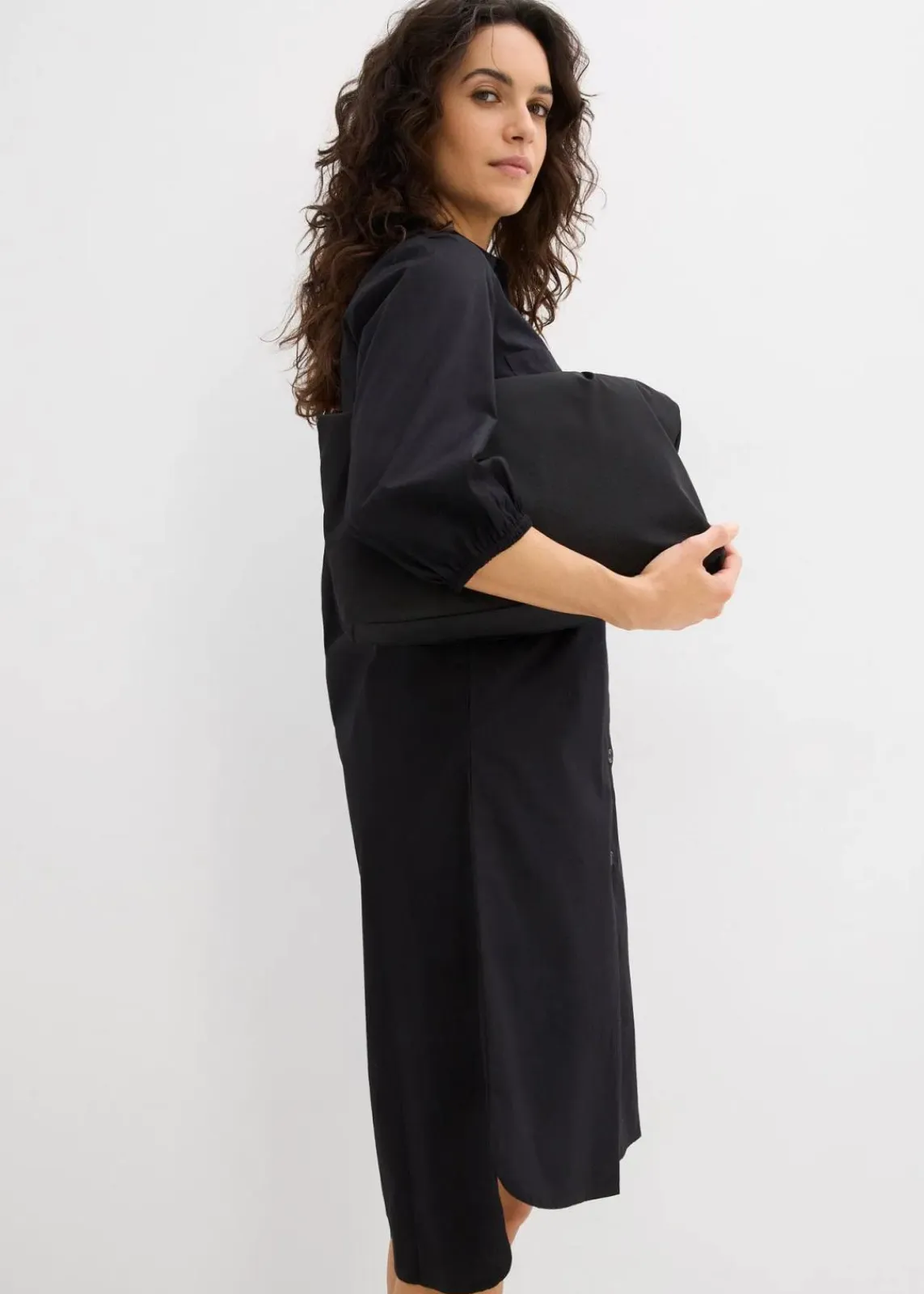 bonprix Bekleidung·Pullover & Strickjacken|Kleider^Blusenkleid aus leichter Baumwolle schwarz