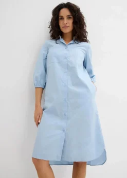 bonprix Nachhaltigere Materialien|Kleider^Blusenkleid aus leichter Baumwolle hellblau