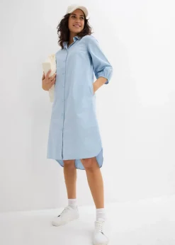 bonprix Nachhaltigere Materialien|Kleider^Blusenkleid aus leichter Baumwolle hellblau