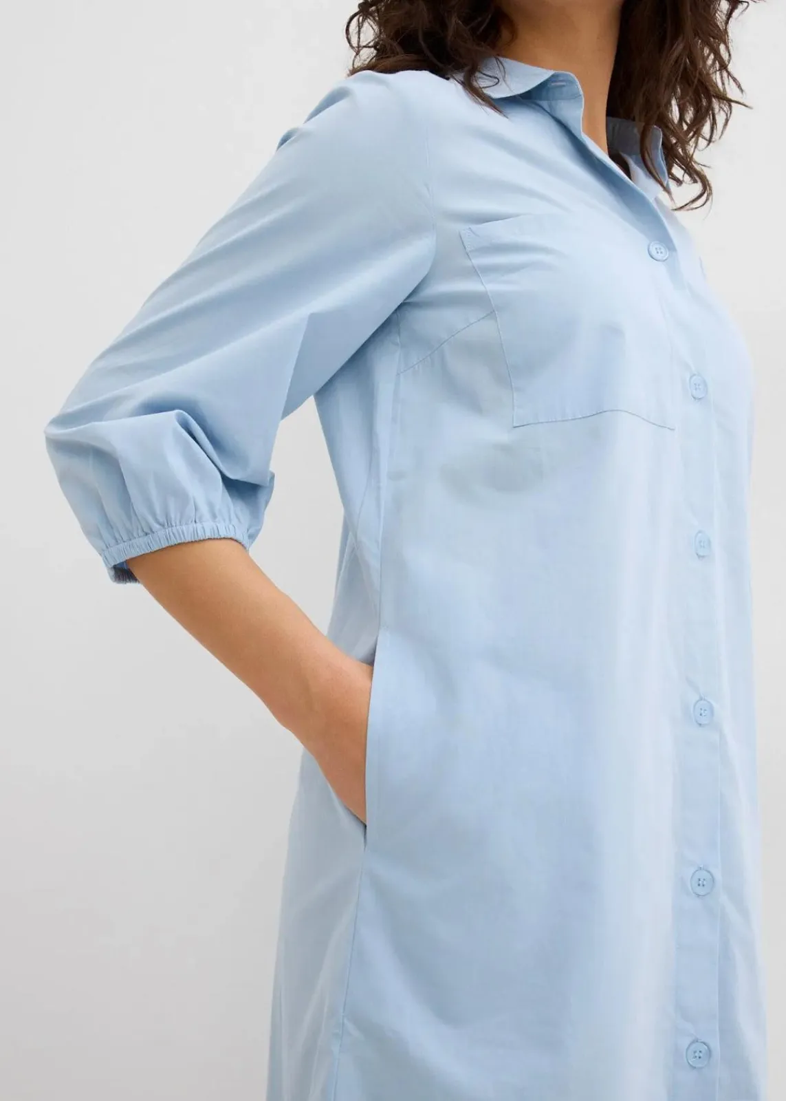 bonprix Nachhaltigere Materialien|Kleider^Blusenkleid aus leichter Baumwolle hellblau