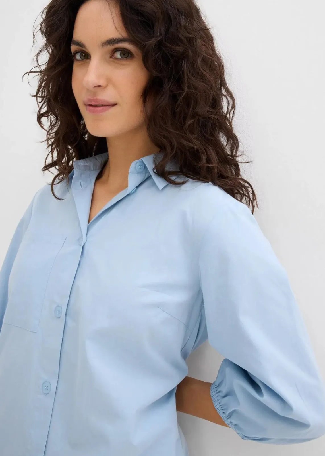 bonprix Nachhaltigere Materialien|Kleider^Blusenkleid aus leichter Baumwolle hellblau