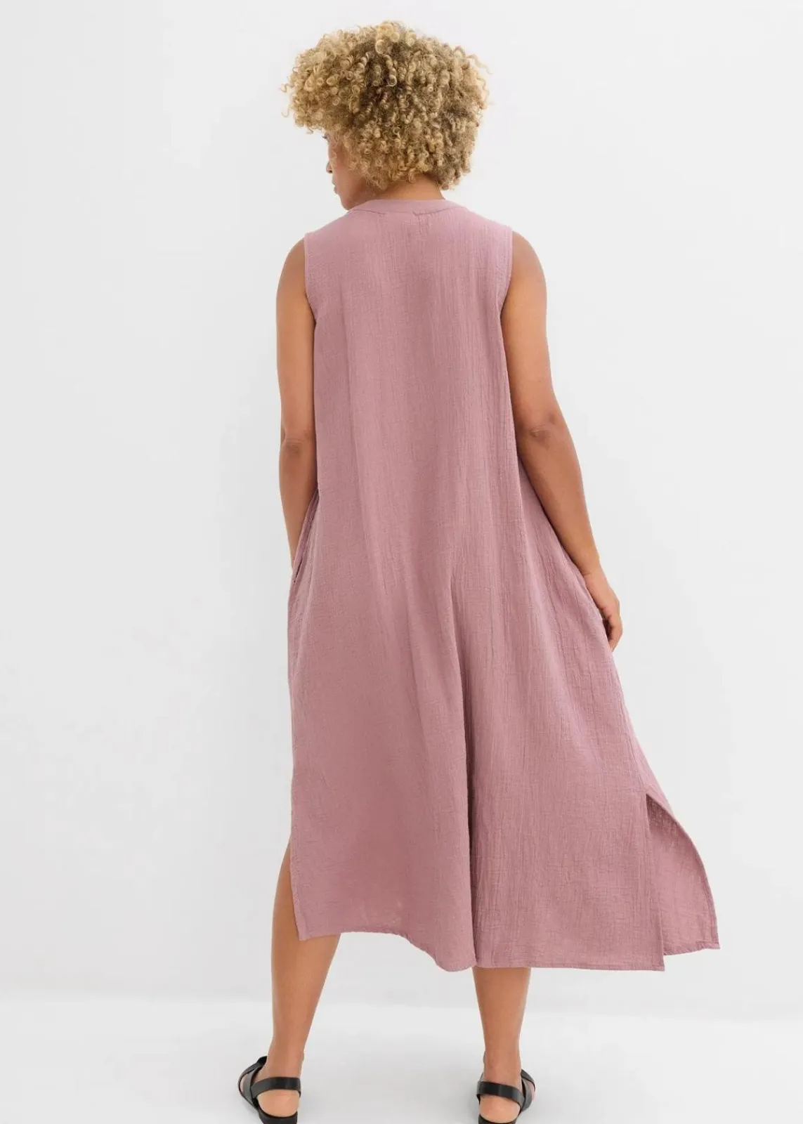 bonprix Kleider^Blusenkleid aus Musselin matt violett