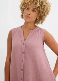 bonprix Kleider^Blusenkleid aus Musselin matt violett