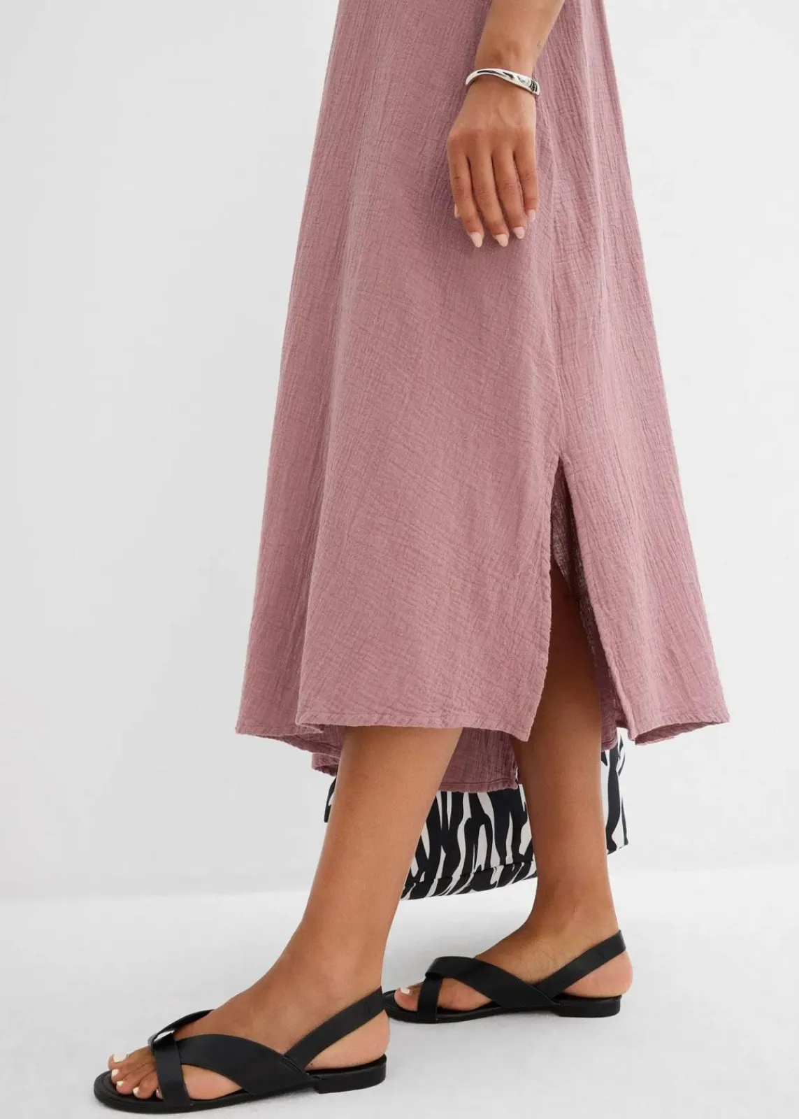 bonprix Kleider^Blusenkleid aus Musselin matt violett