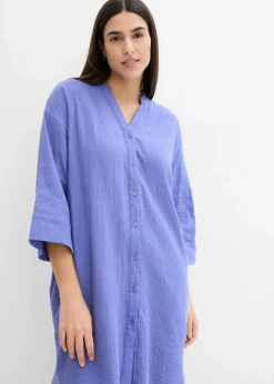 bonprix Kleider|Bekleidung·Pullover & Strickjacken^Blusenkleid aus Musselin lilablau