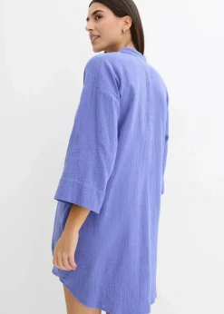 bonprix Kleider|Bekleidung·Pullover & Strickjacken^Blusenkleid aus Musselin lilablau