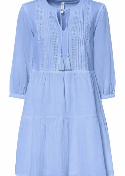 bonprix Kleider|Bekleidung·Pullover & Strickjacken^Blusenkleid aus reiner Baumwolle perlblau
