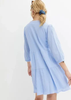 bonprix Kleider|Bekleidung·Pullover & Strickjacken^Blusenkleid aus reiner Baumwolle perlblau