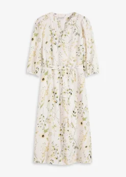 bonprix Nachhaltigere Materialien|Kleider^Blusenkleid aus Viskose-Mix wollweiß floral