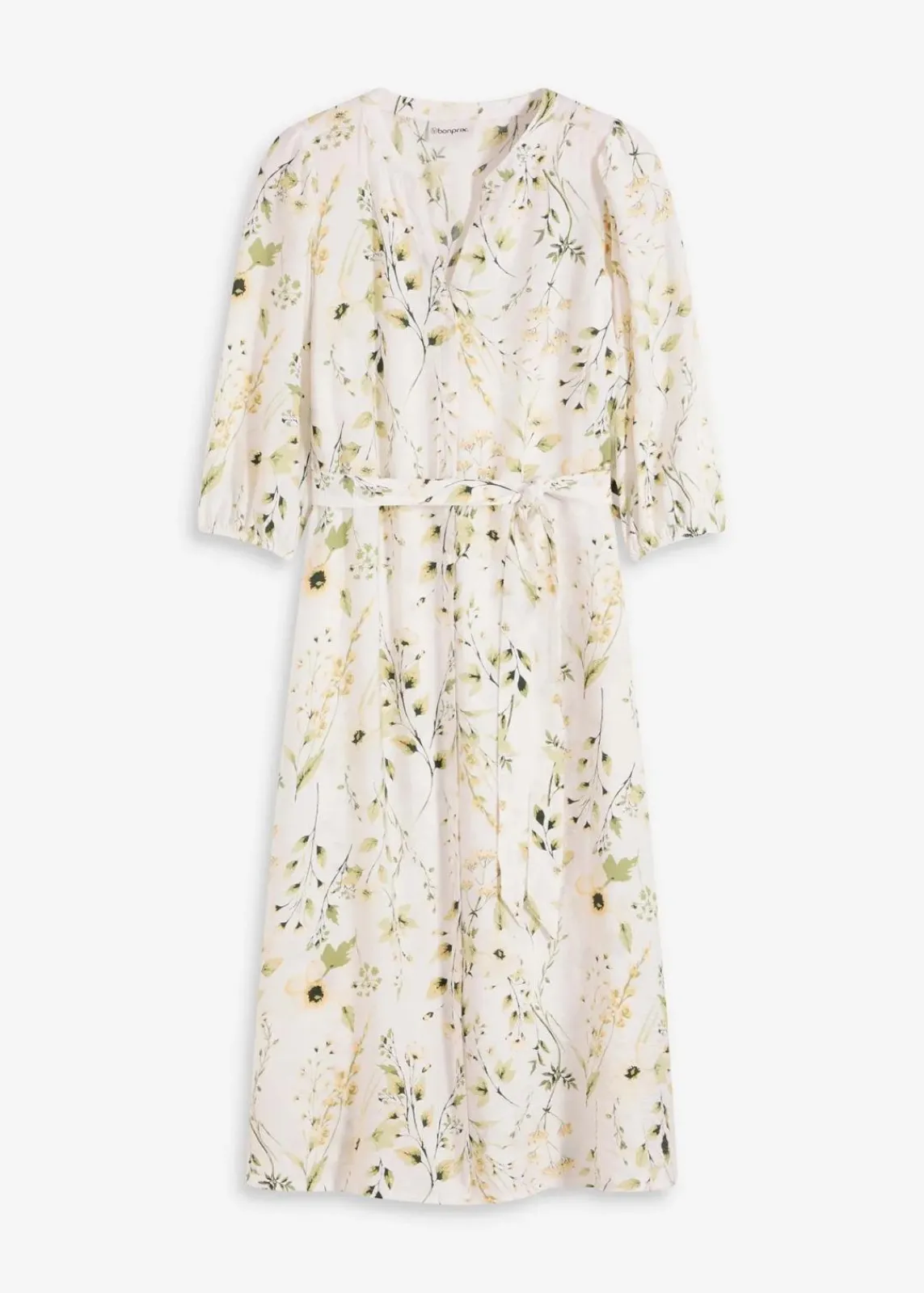 bonprix Nachhaltigere Materialien|Kleider^Blusenkleid aus Viskose-Mix wollweiß floral