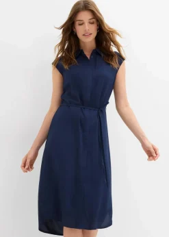 bonprix Bekleidung·Pullover & Strickjacken|Kleider^Blusenkleid aus weicher Viskose dunkelblau