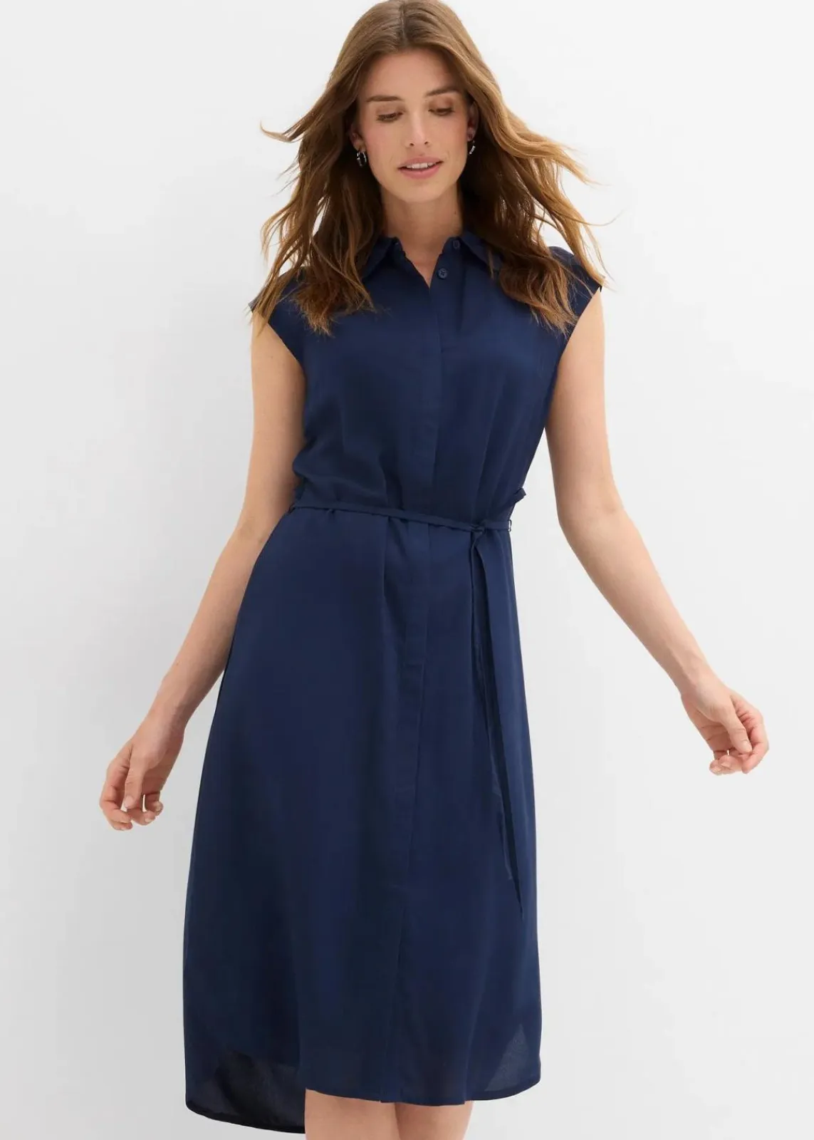 bonprix Bekleidung·Pullover & Strickjacken|Kleider^Blusenkleid aus weicher Viskose dunkelblau