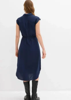 bonprix Bekleidung·Pullover & Strickjacken|Kleider^Blusenkleid aus weicher Viskose dunkelblau