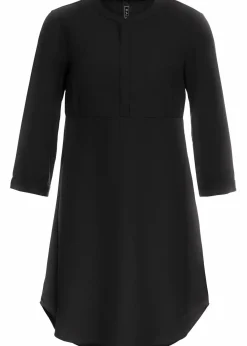 bonprix Bekleidung·Pullover & Strickjacken|Nachhaltigere Materialien^Blusenkleid mit kurzer Knopfleiste schwarz