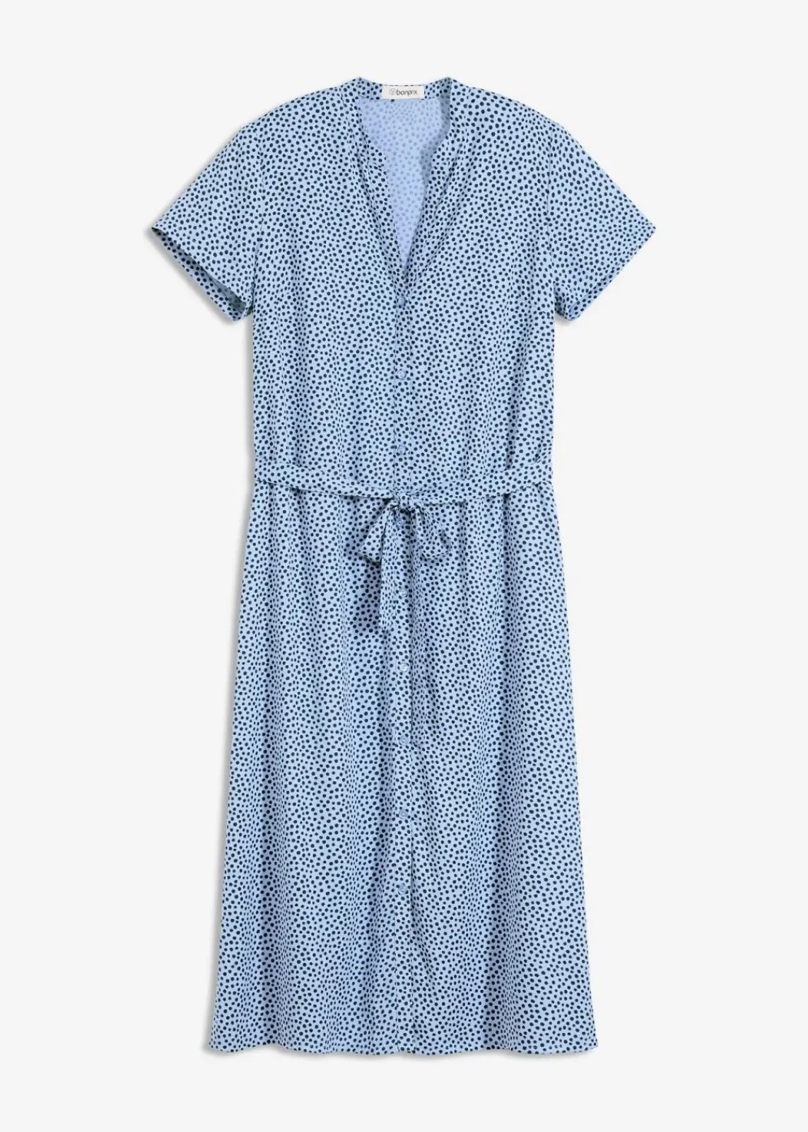 bonprix Kleider|Bekleidung·Pullover & Strickjacken^Blusenkleid mit Pünktchen mittelblau/dunkelblau gepunktet