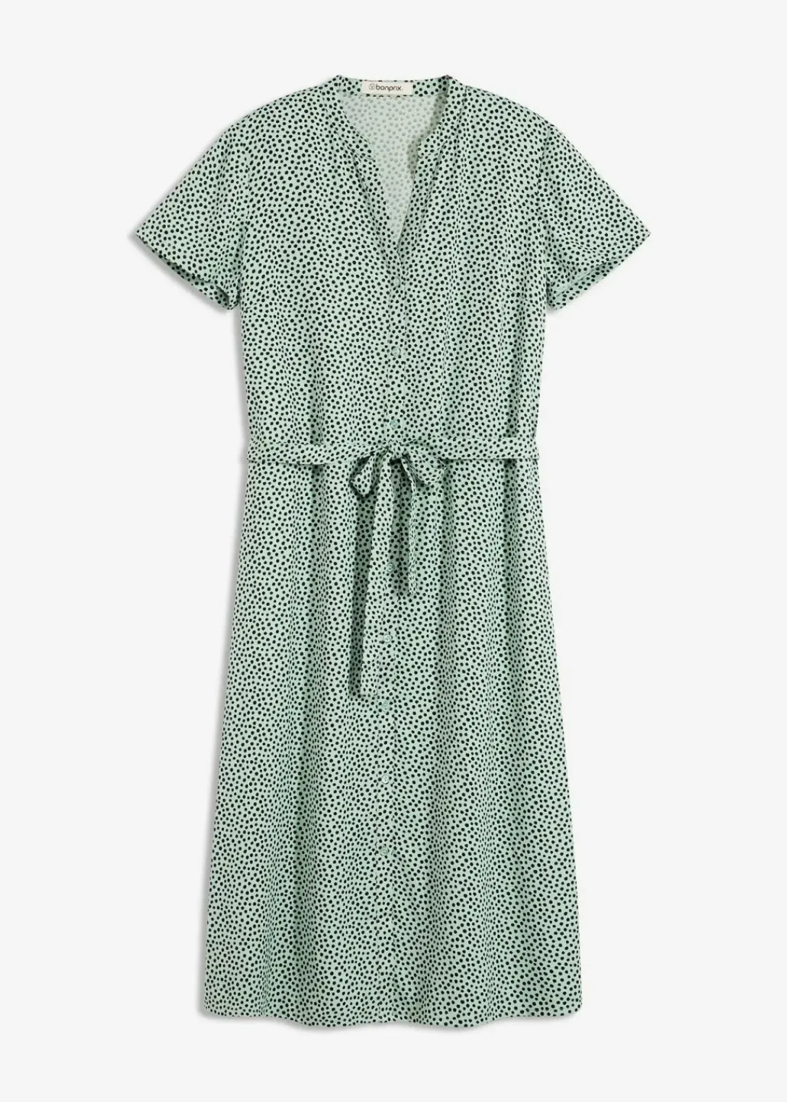 bonprix Kleider|Bekleidung·Pullover & Strickjacken^Blusenkleid mit Pünktchen pastellgrün/schwarz gepunktet
