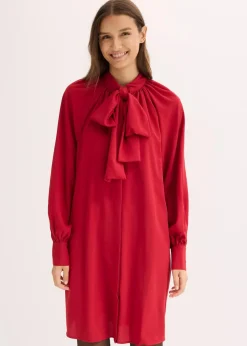 bonprix Kleider|Nachhaltigere Materialien^Blusenkleid mit Schluppenkragen chillirot