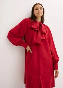 bonprix Kleider|Nachhaltigere Materialien^Blusenkleid mit Schluppenkragen chillirot