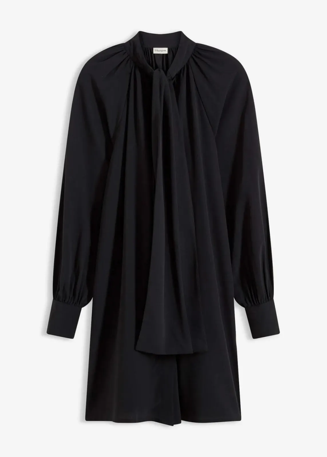 bonprix Bekleidung·Pullover & Strickjacken|Nachhaltigere Materialien^Blusenkleid mit Schluppenkragen schwarz