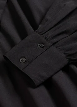 bonprix Bekleidung·Pullover & Strickjacken|Nachhaltigere Materialien^Blusenkleid mit Schluppenkragen schwarz