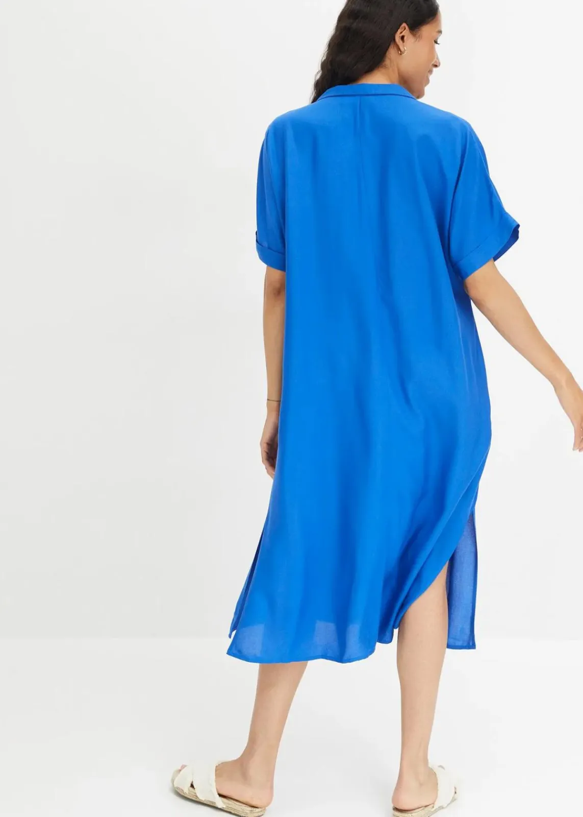 bonprix Kleider|Bekleidung·Pullover & Strickjacken^Blusenkleid mit Taschen arktikblau