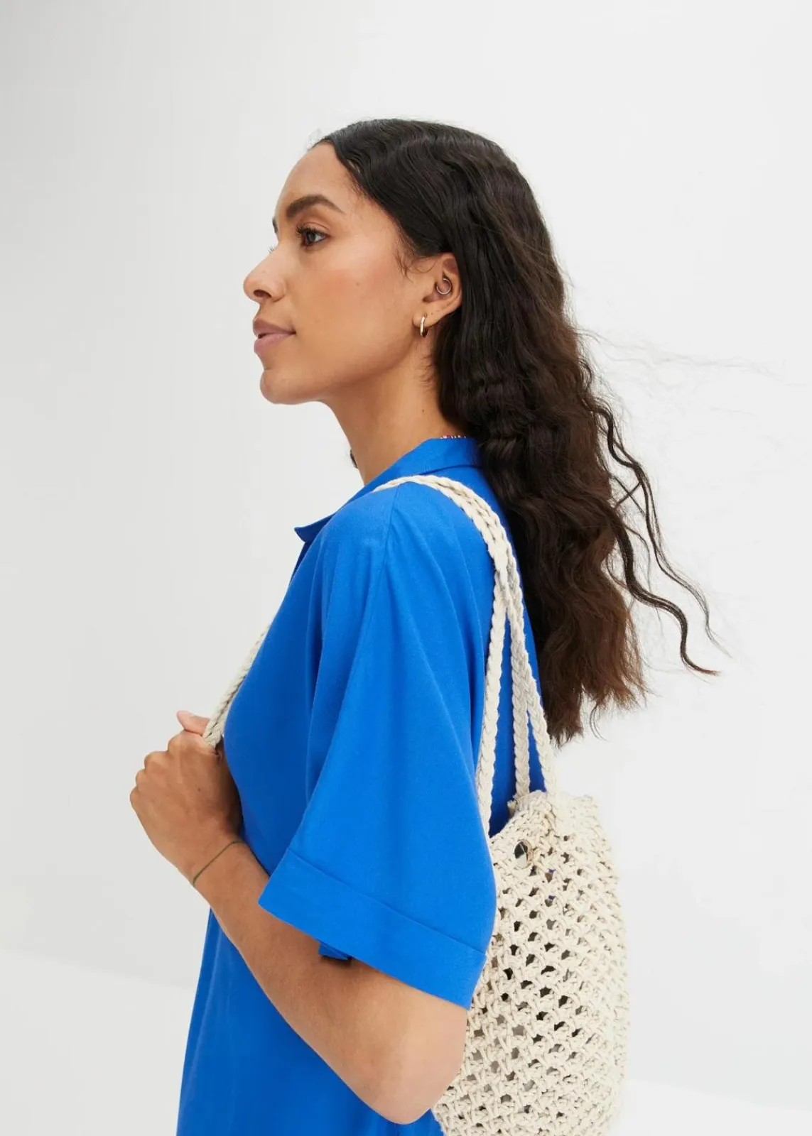 bonprix Kleider|Bekleidung·Pullover & Strickjacken^Blusenkleid mit Taschen arktikblau
