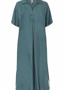 bonprix Bekleidung·Pullover & Strickjacken|Kleider^Blusenkleid mit Taschen graugrün