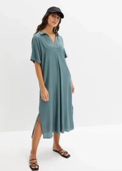 bonprix Bekleidung·Pullover & Strickjacken|Kleider^Blusenkleid mit Taschen graugrün