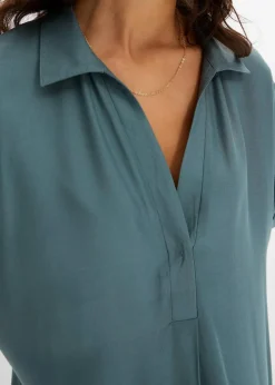 bonprix Bekleidung·Pullover & Strickjacken|Kleider^Blusenkleid mit Taschen graugrün