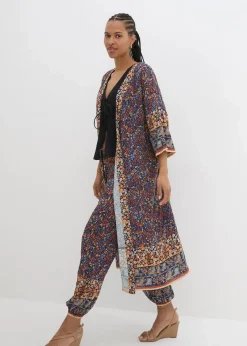 bonprix Bekleidung·Jacken & Mäntel|Blusen & Tuniken^Blusenmantel aus Viskose dunkelblau/hellsand/honig paisley