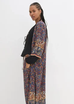 bonprix Bekleidung·Jacken & Mäntel|Blusen & Tuniken^Blusenmantel aus Viskose dunkelblau/hellsand/honig paisley