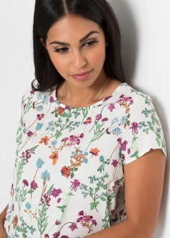 bonprix Blusen & Tuniken|Bekleidung·Jacken & Mäntel^Blusenshirt wollweiß geblümt